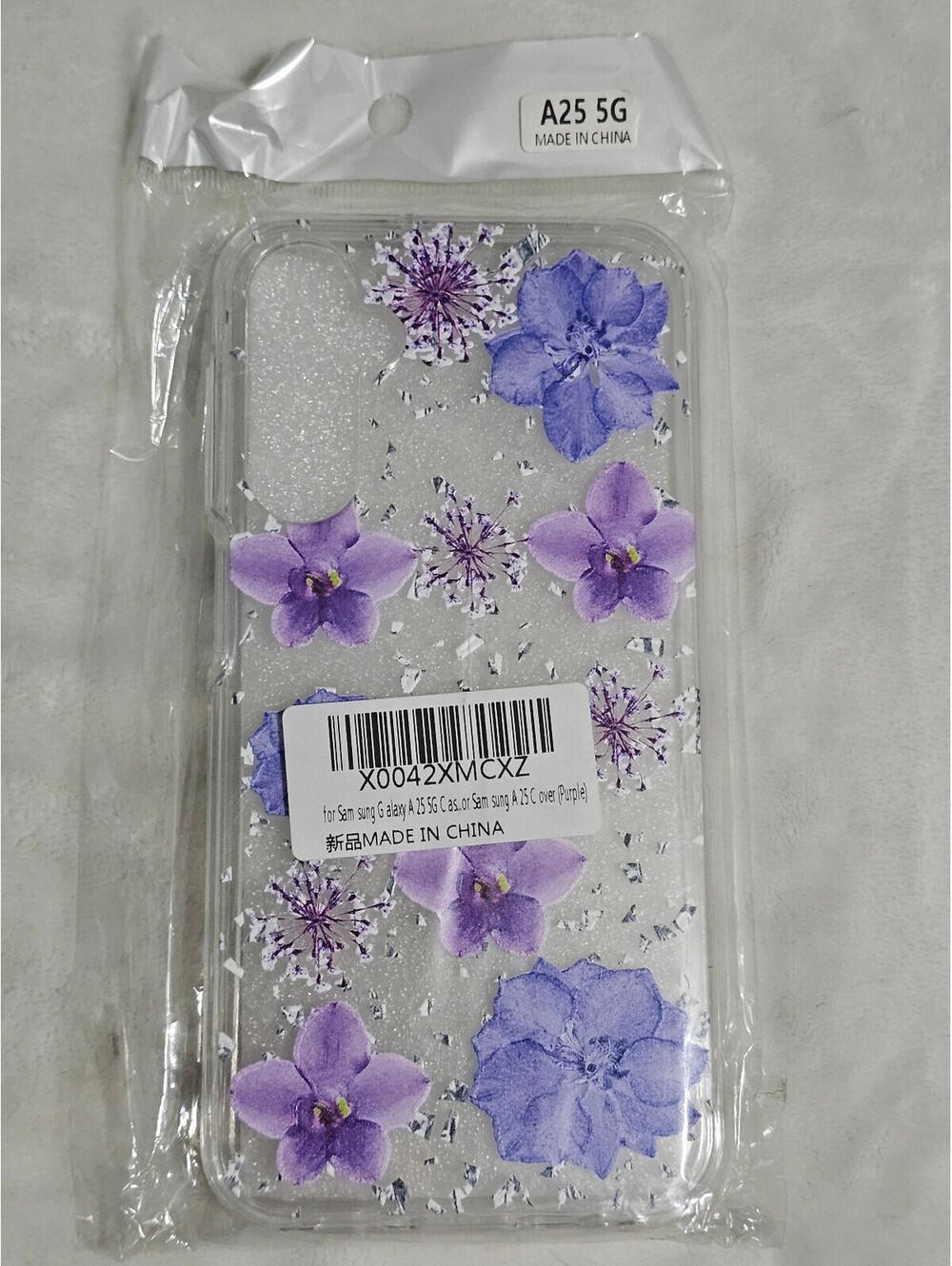 Clear TPU Phone Case with Purple Floral Design for A25 5G